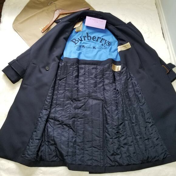 NWT Burberry The Regina Women Size 4 Wool Gabardine Long Trench Coat Navy $2,890 - Picture 7 of 13